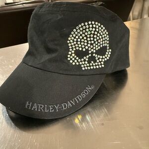 Harley-Davidson Black Cap with Rhinestone Skull Design